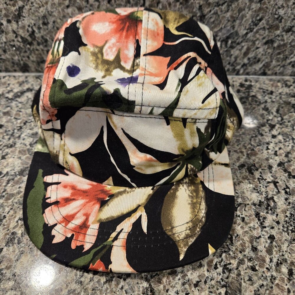 Charlotte Russe Hawaiian Black Pink White Adjustable Snapback Hat Vlecro Strap